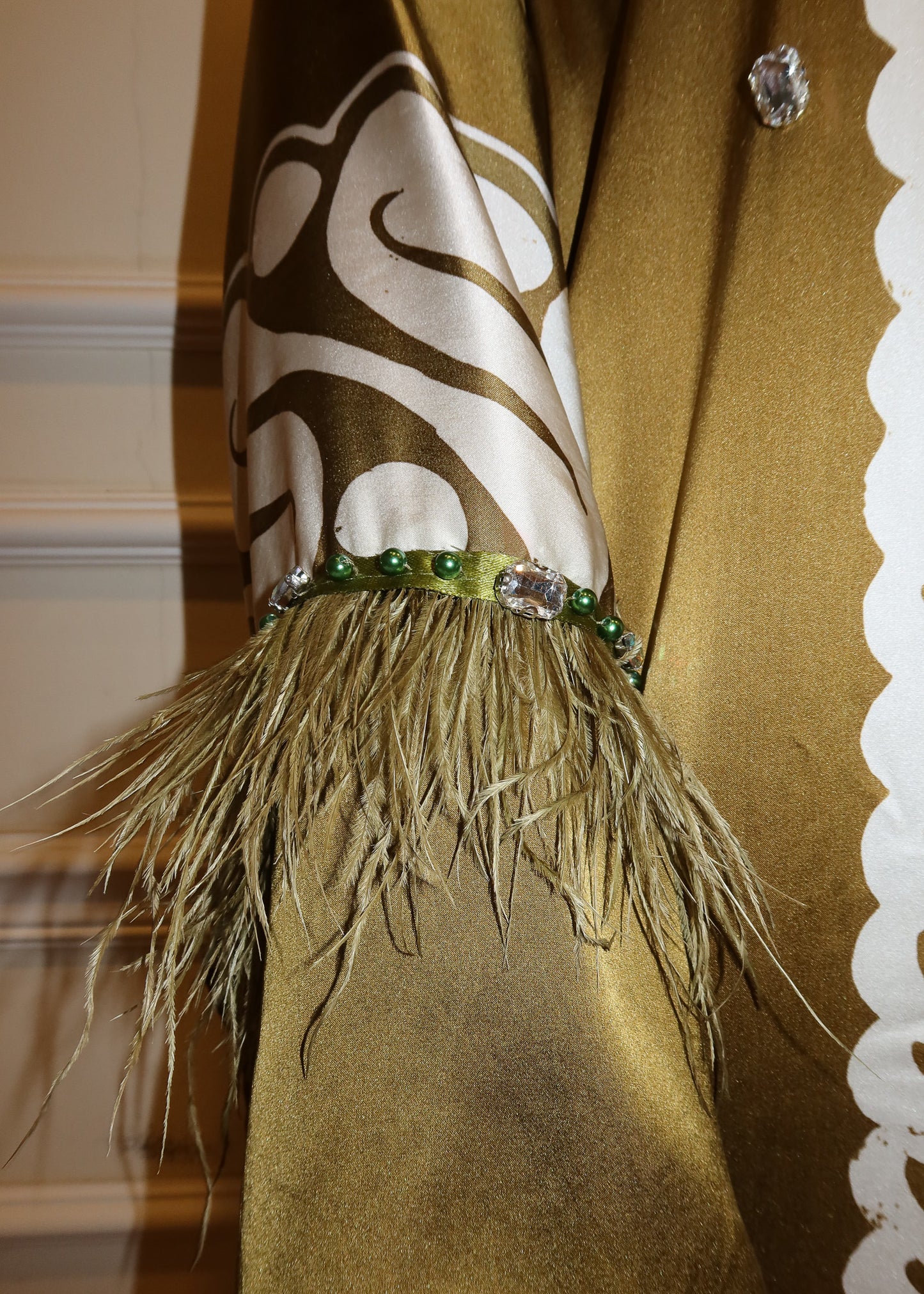 Batik Silk Dress in Olive Green
