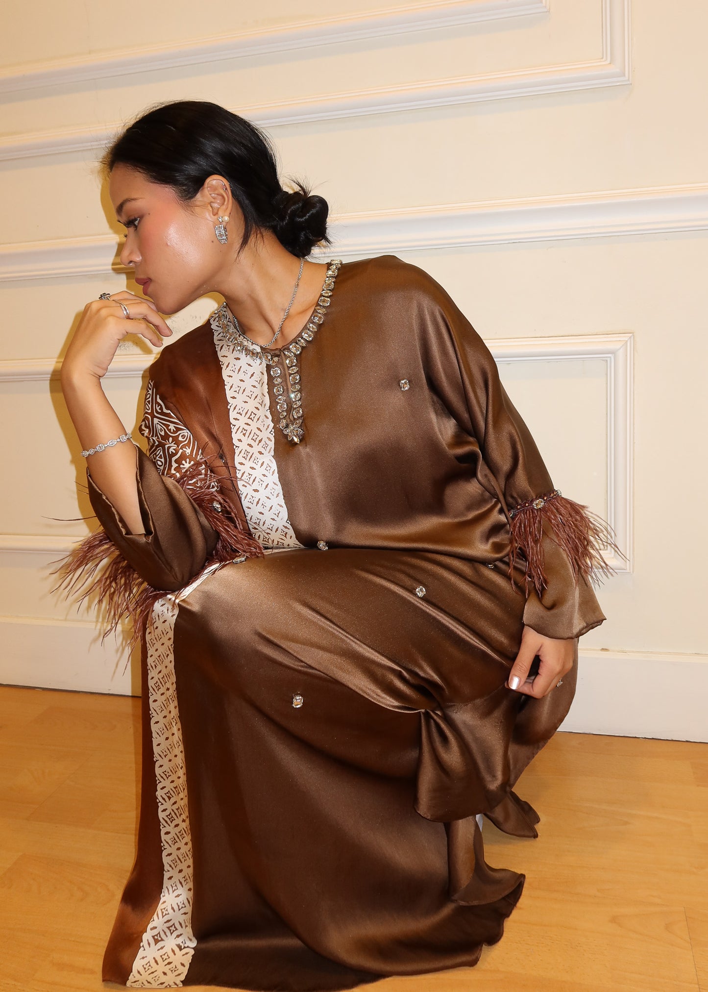 Batik Silk Dress in Brown