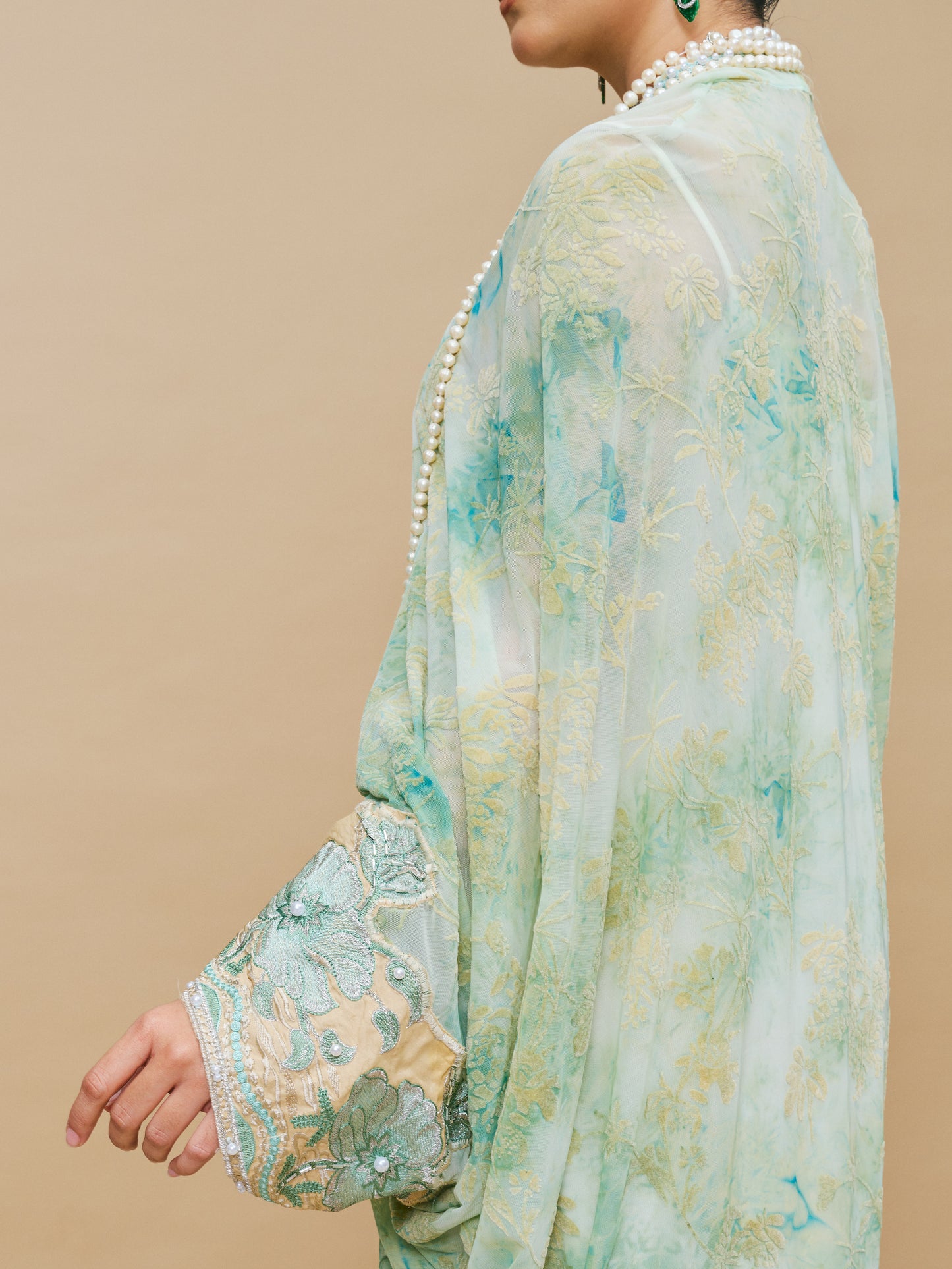 Sage Green Mixed Print Asymmetrical Dress