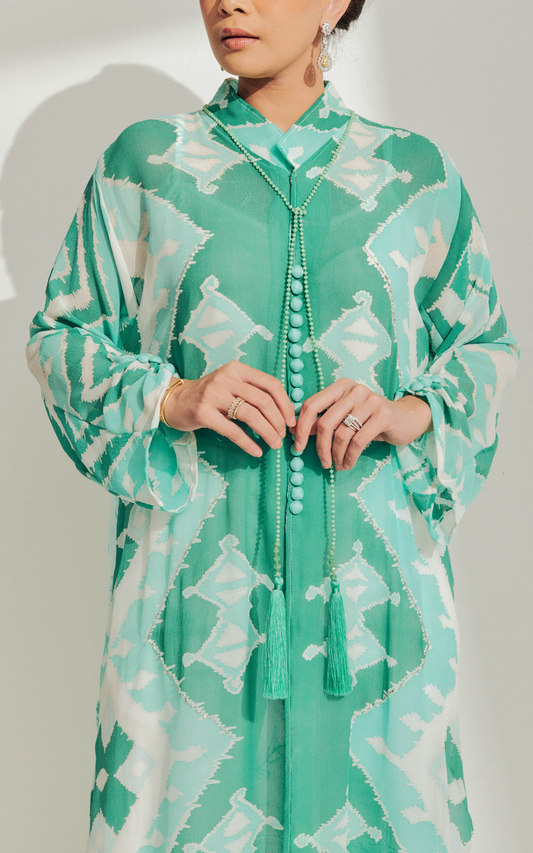 Turquoise Blue Batik Cardigan Dress