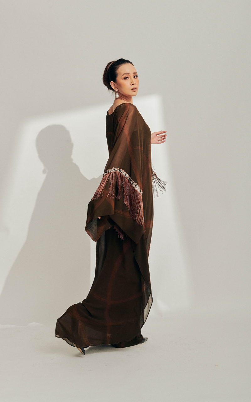 Chiffon Silk Batik Dress with Tassel