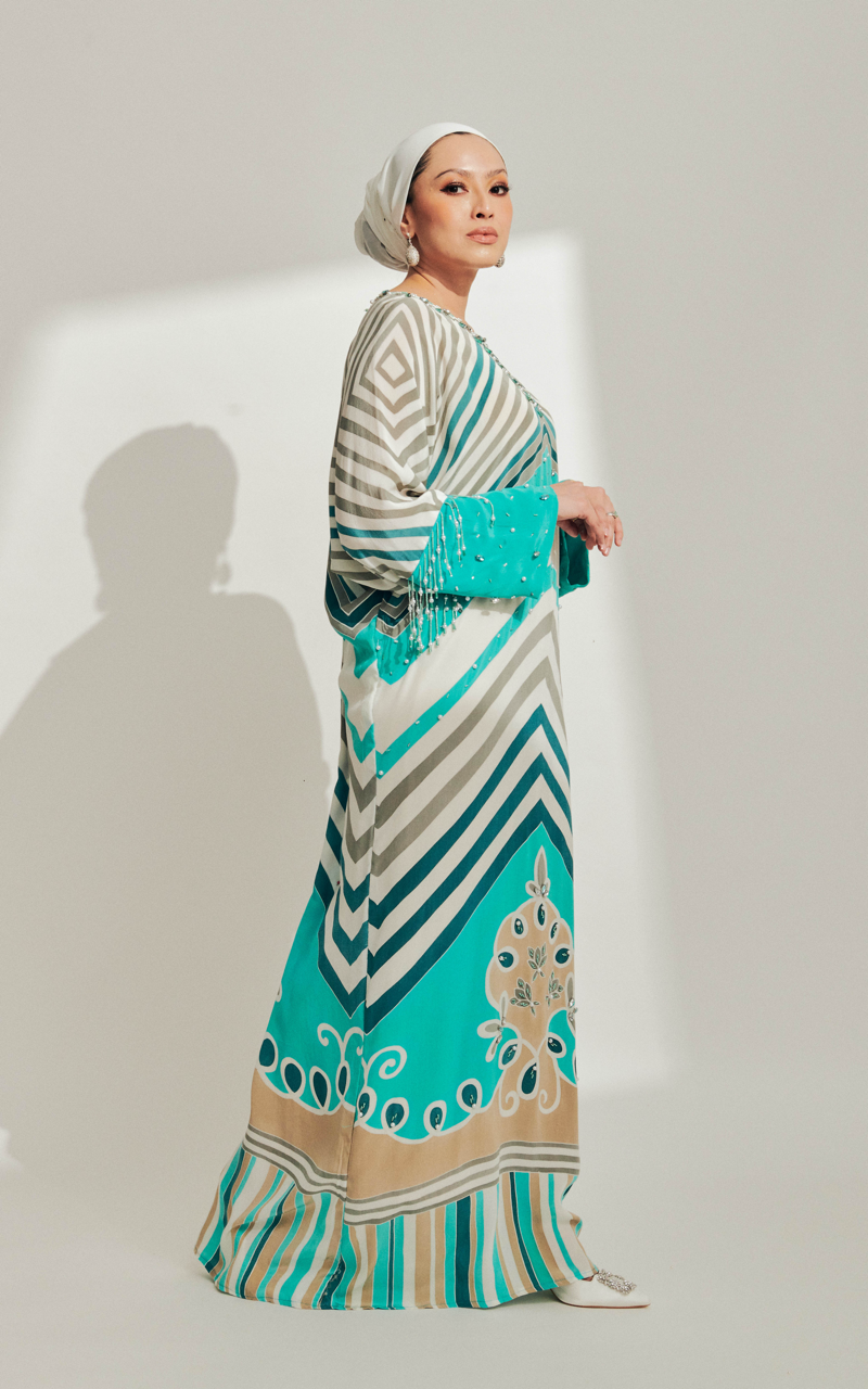 Turquoise Batik with Beading