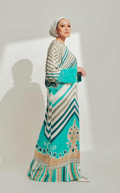 Turquoise Batik with Beading