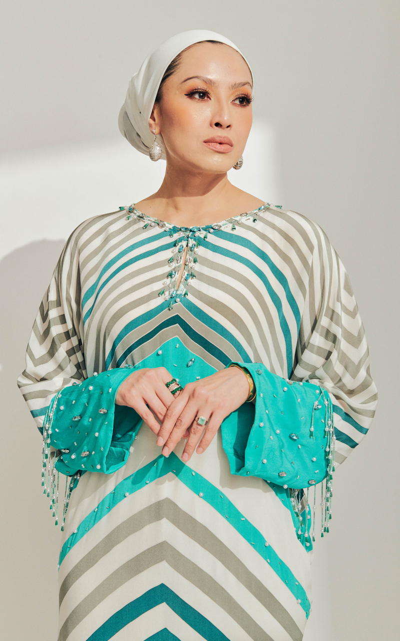 Turquoise Batik with Beading