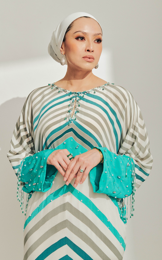Turquoise Batik with Beading