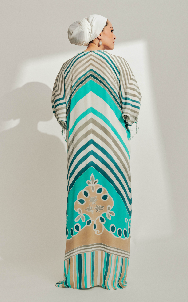 Turquoise Batik with Beading