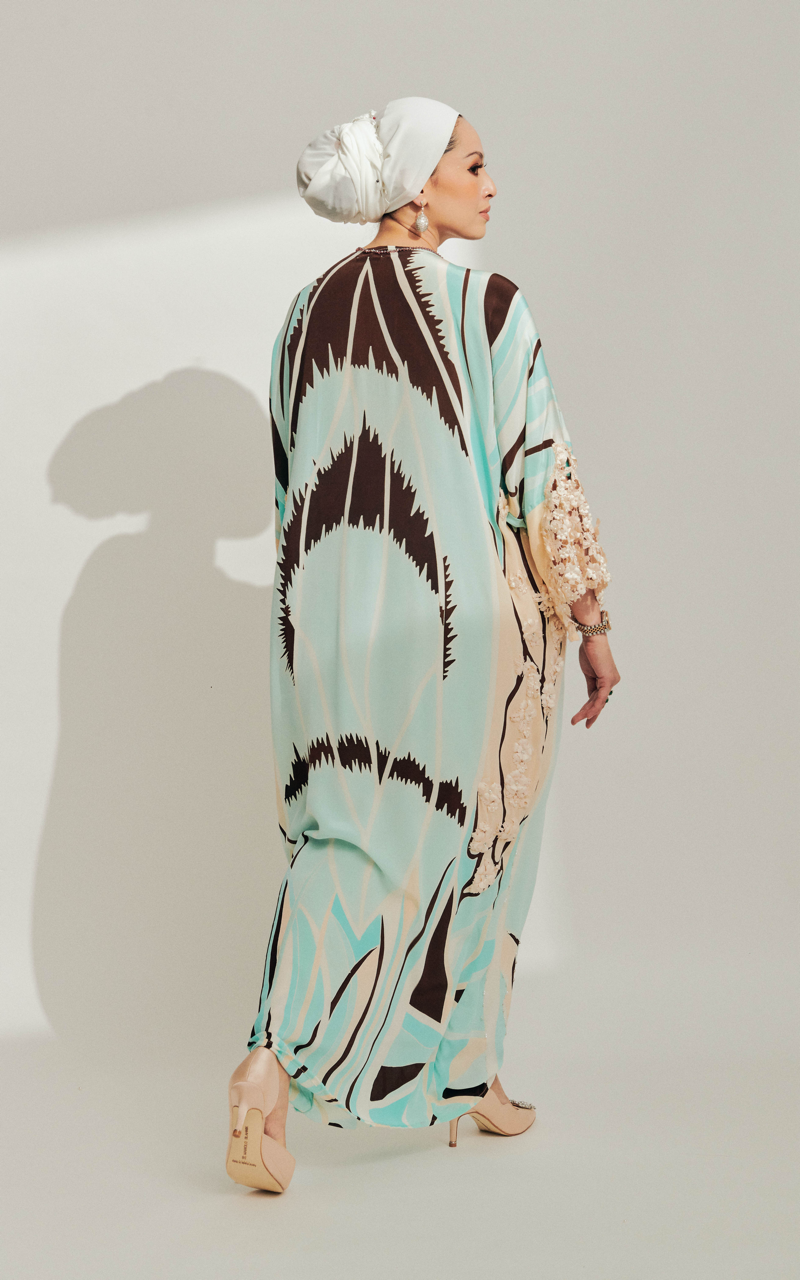 Batik Kaftan with 3D Lace