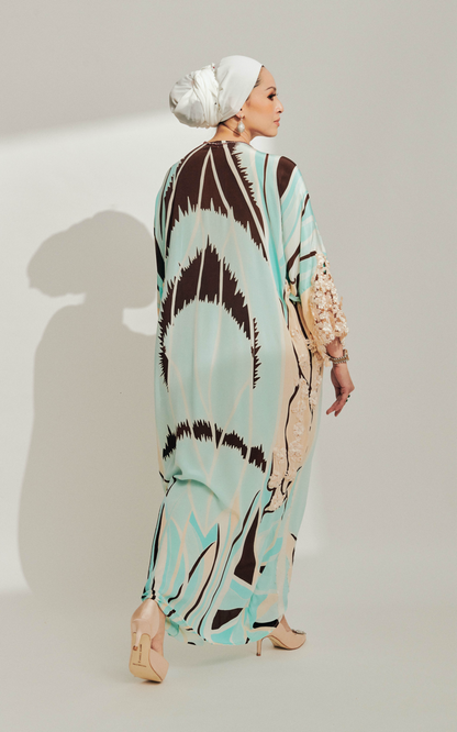 Batik Kaftan with 3D Lace