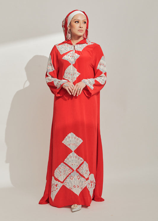 Red Batik Tulis Kaftan