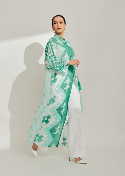 Turquoise Blue Batik Cardigan Dress
