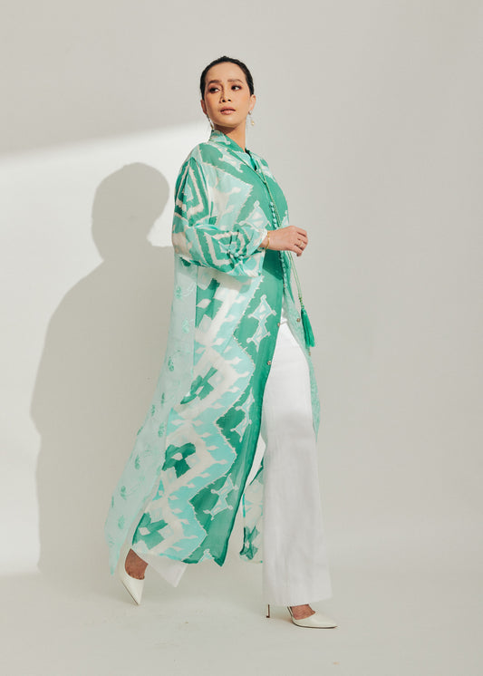 Turquoise Blue Batik Cardigan Dress