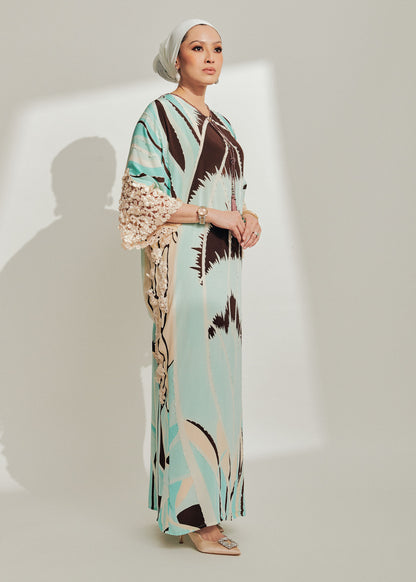 Batik Kaftan with 3D Lace