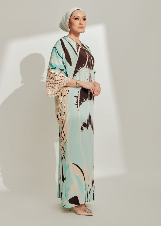 Batik Kaftan with 3D Lace