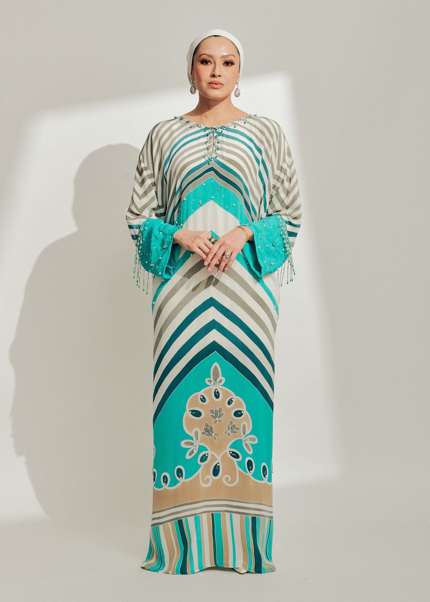 Turquoise Batik with Beading