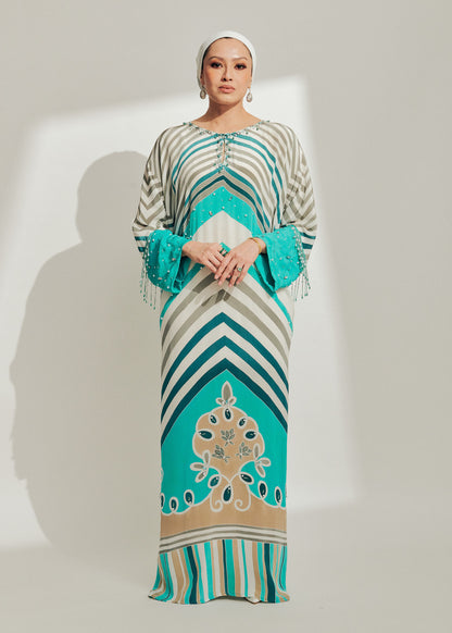 Turquoise Batik with Beading