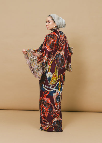 Velvet Silk Outerwear with French Lace