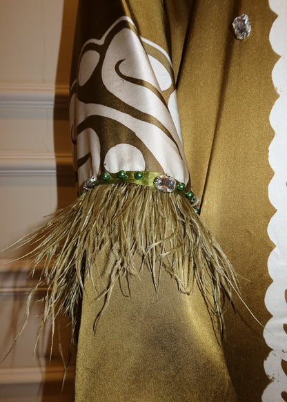 Batik Silk Dress in Olive Green