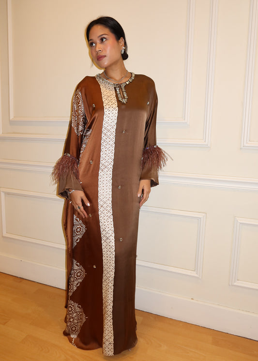 Batik Silk Dress in Brown
