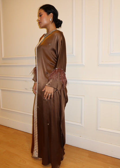 Batik Silk Dress in Brown