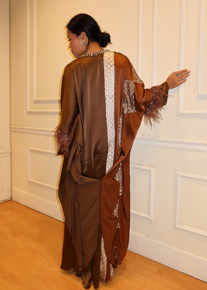 Batik Silk Dress in Brown