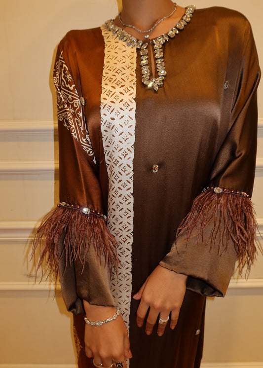 Batik Silk Dress in Brown