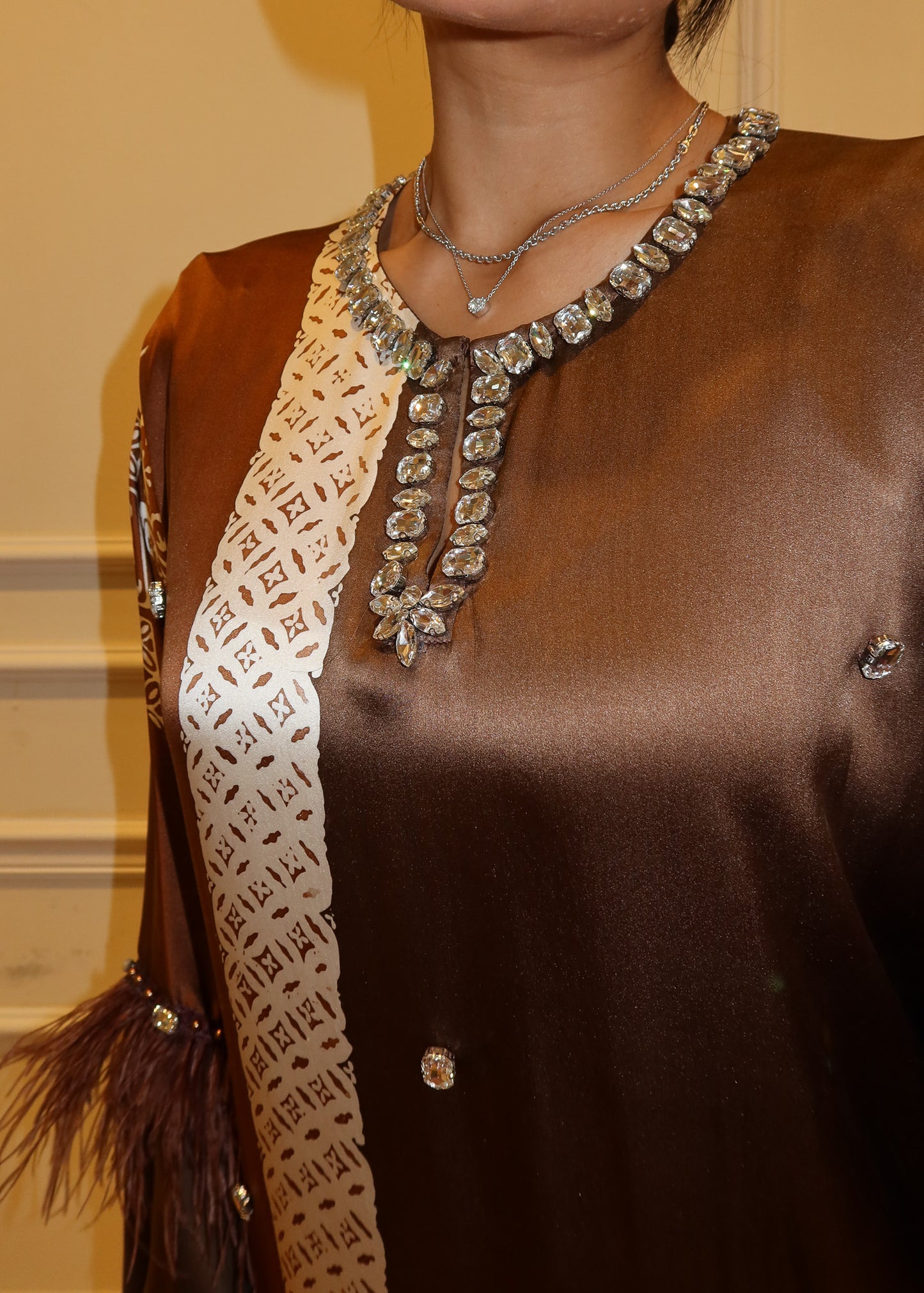 Batik Silk Dress in Brown