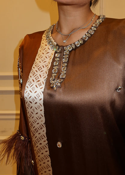 Batik Silk Dress in Brown