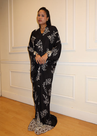 Printed Asymmetrical Dress with Hanging Beads
