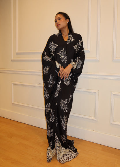 Printed Asymmetrical Dress with Hanging Beads