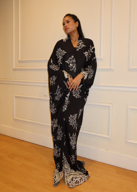 Printed Asymmetrical Dress with Hanging Beads