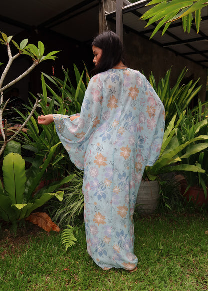 Printed Baby Blue Kaftan Dress
