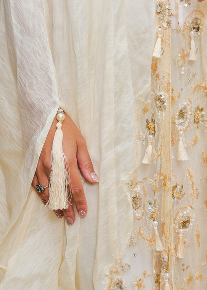 Ivory Organza Cape with Lace