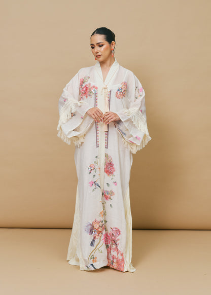 Floral Crochet Tassel Abaya