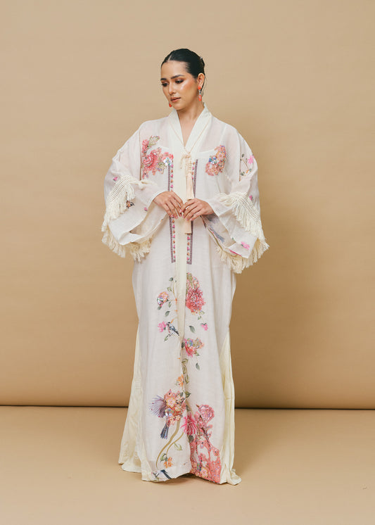 Floral Crochet Tassel Abaya