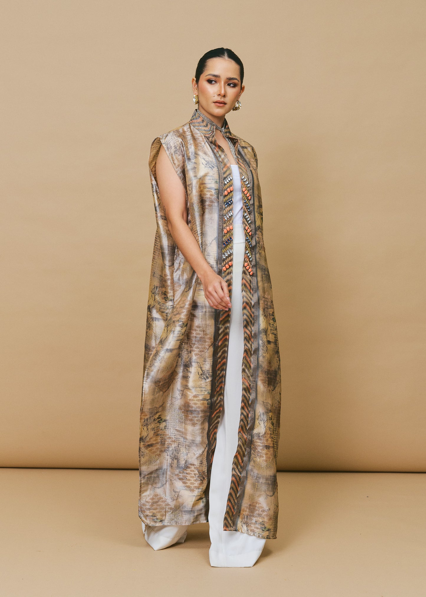 Sleeveless Cardigan Dress in Grey