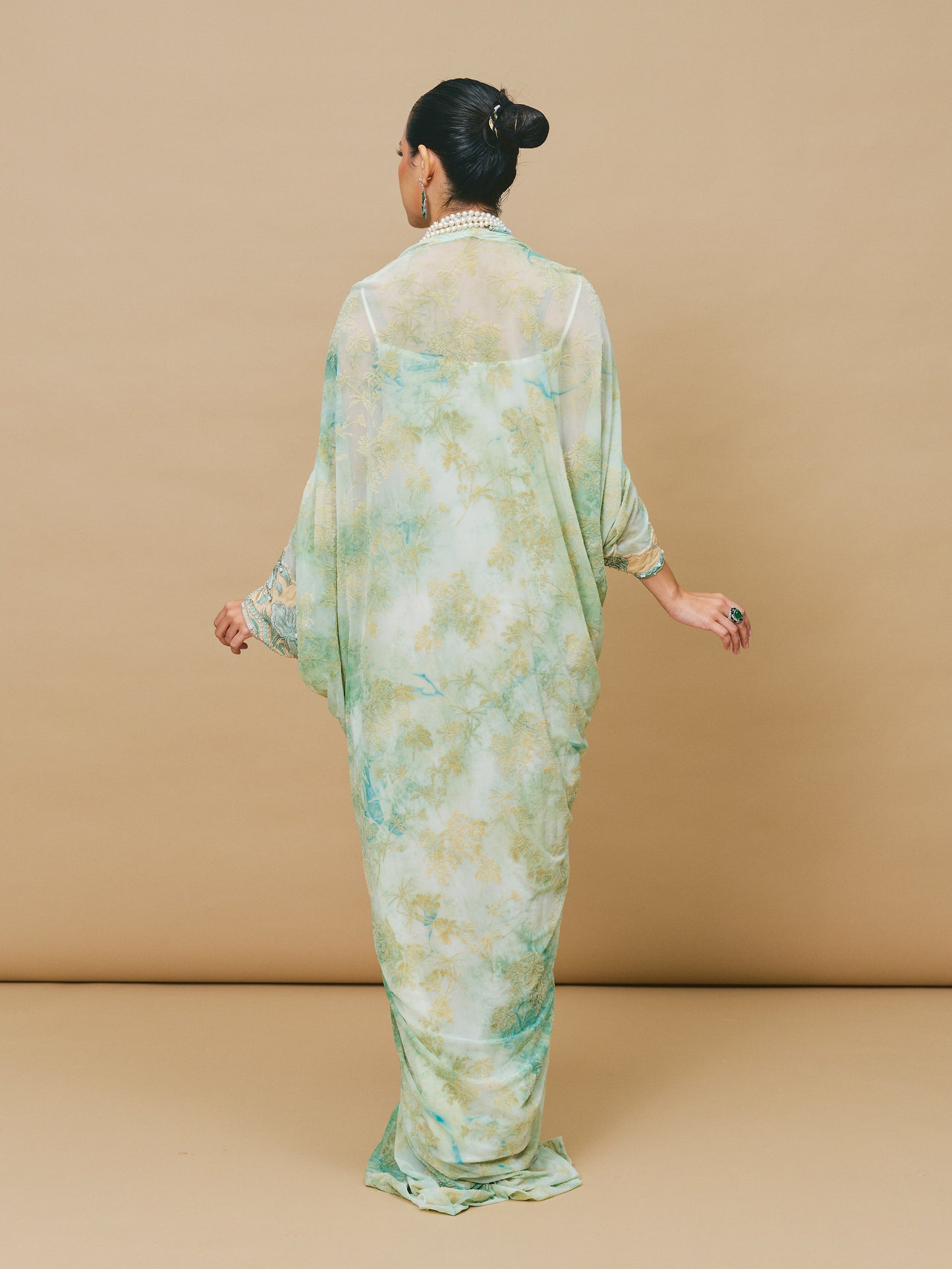 Sage Green Mixed Print Asymmetrical Dress