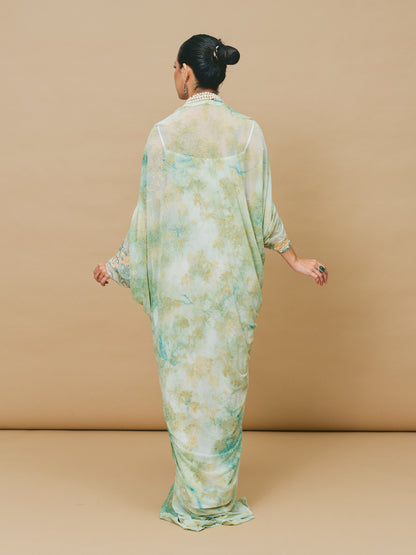 Sage Green Mixed Print Asymmetrical Dress