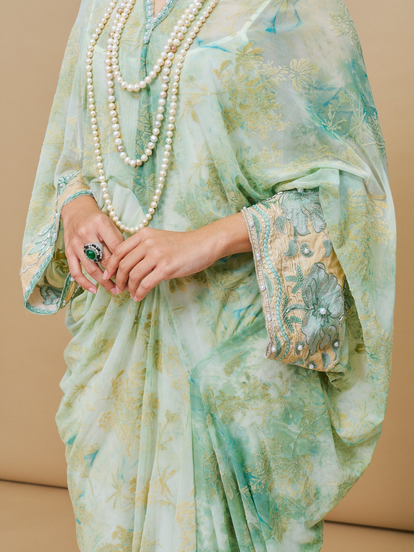 Sage Green Mixed Print Asymmetrical Dress