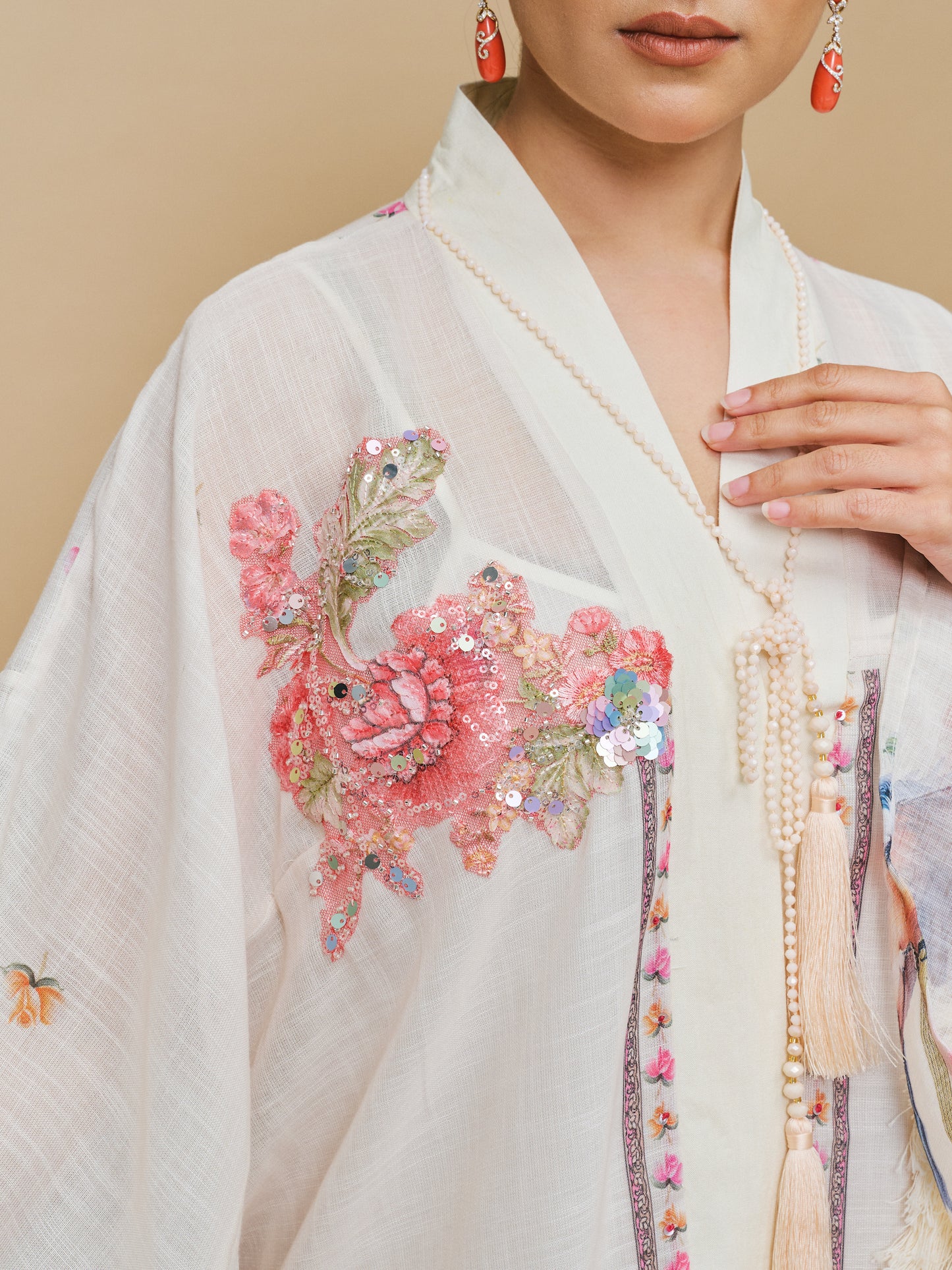 Floral Crochet Tassel Abaya